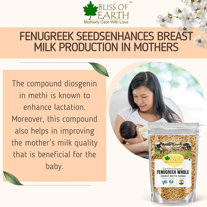 BLISS OF EARTH Organic Whole Fenugreek Seeds, Sabut Methi 1Kg