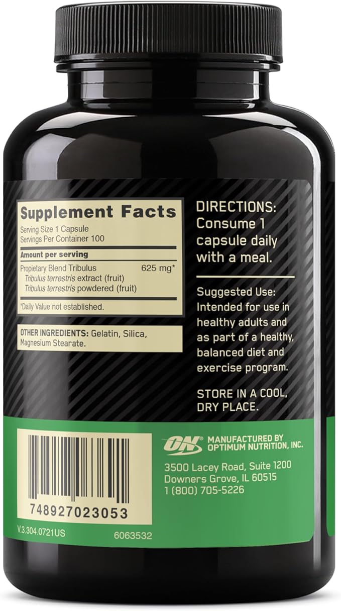 Optimum Nutrition Tribulus Terrestris 625mg, Testosterone Booster Supplement, 100 Capsules