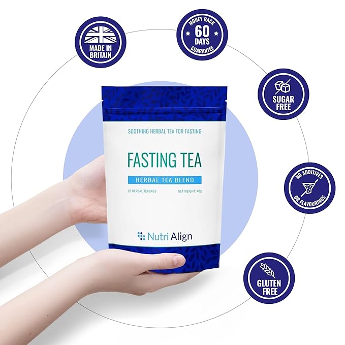 Nutri-Align Fasting Tea | 20 Herbal Tea Bags with Chamomile, Dandelion Root, Rosehips, Cinnamon Bark, Elderflower, Cardamom & Fenugreek | Caffeine Free Fasting Tea for Extended & Intermittent Fasting