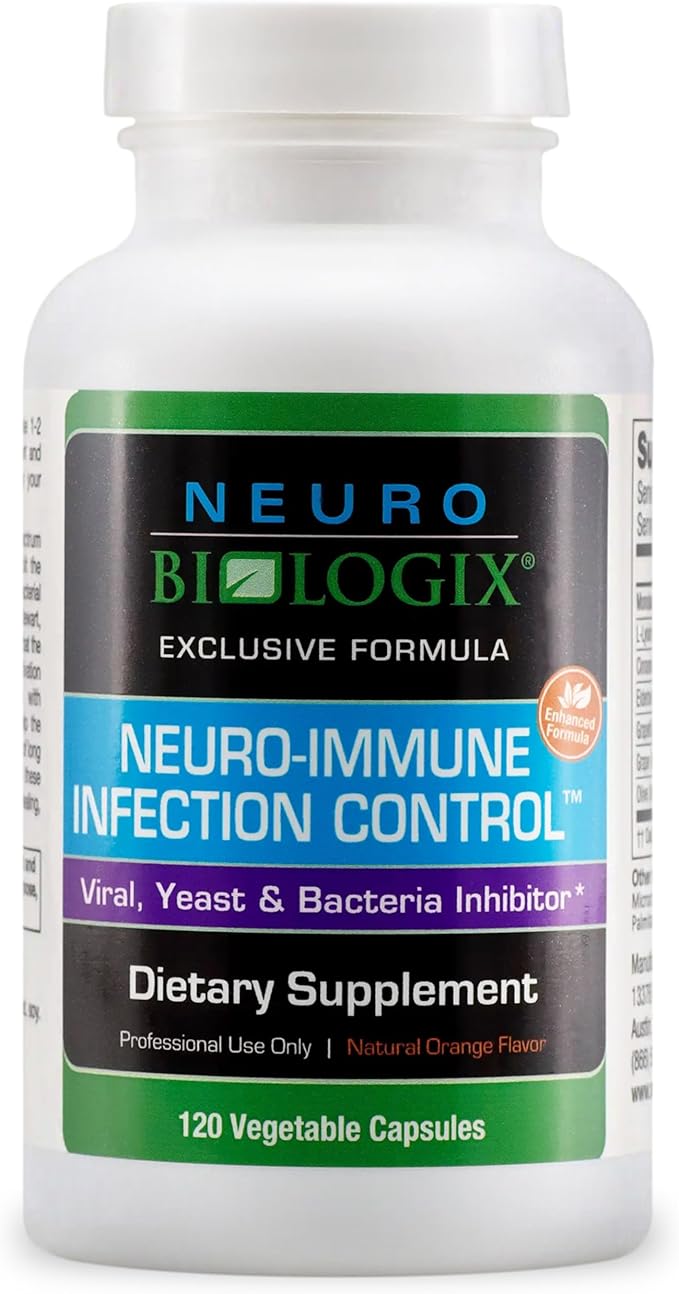 Neuro Immune Infection Control – Advanced Gut & Immune Support Supplement – Helps Maintain Yeast Balance & Digestive Function - Contains Monolaurin, L lysine, Elderberry, Cinnamon & Olive Leaf
