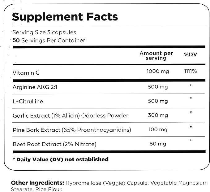 Type Zero Nitric Oxide 6X Booster, 150 Veggie Capsules - Natural Supplement - Beetroot, Arginine AKG, Citrulline, Pine Bark, Garlic & VIT C | #1 Nitric Oxide Pills for Men, Nitrous Oxide Blood Flow