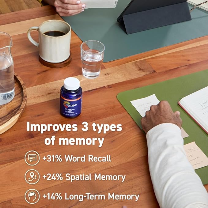 CocoaVia Memory+ Brain Supplement, 90 Day, 750 mg Cocoa Flavanols, Memory & Brain Booster, Vegan, Plant Based, Gluten Free, 270 Capsules