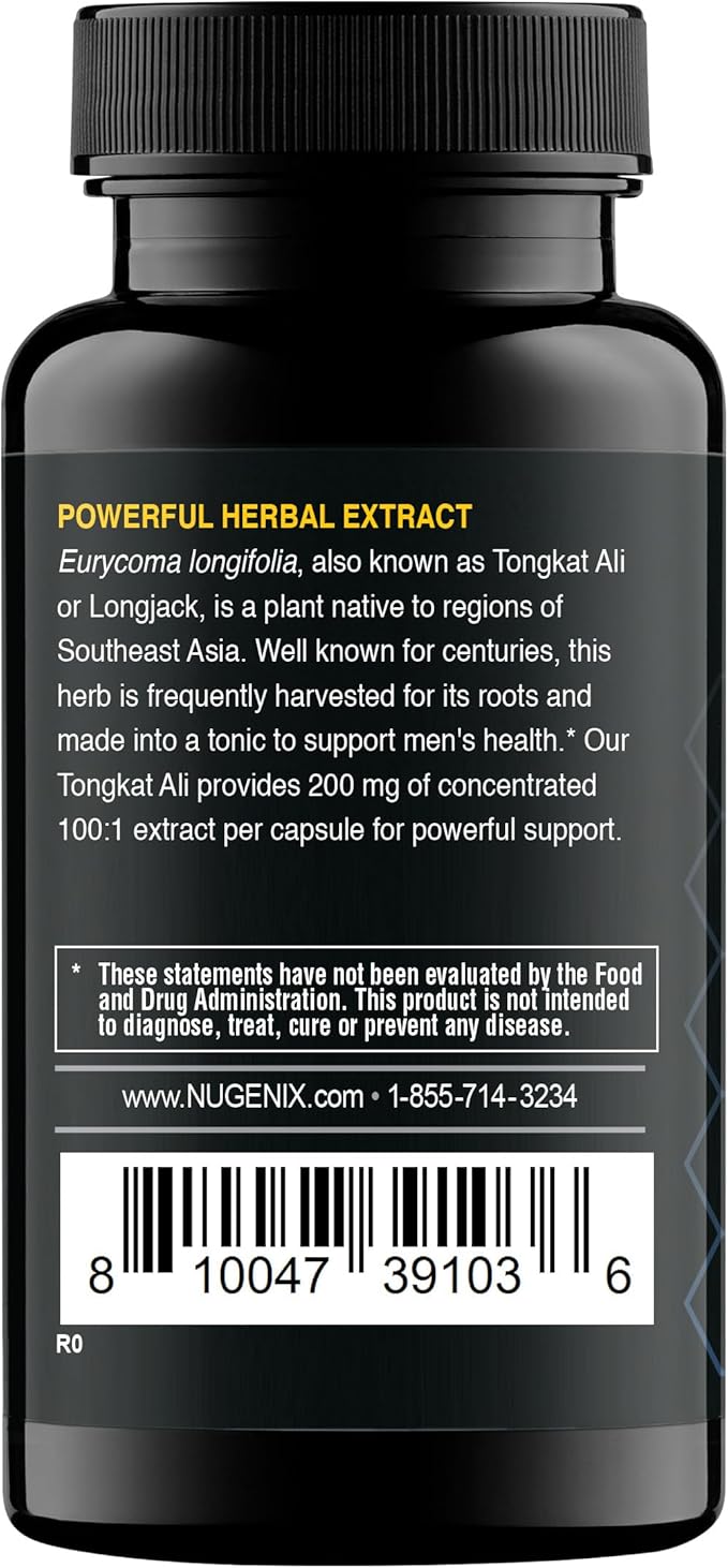 Nugenix Essentials Tongkat Ali for Men, Support for Men's Health, Longjack Eurycoma Longifolia Extract, 30ct