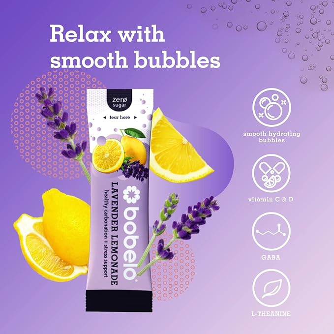 BOBELO CARBONATION Flavor Packets - Trial Pack, 3 of Each Flavor, Tropical Bliss, Mountain Berries, Lavender Lemonade & Orchard Breeze, Self Carbonating Hydration Electrolyte Drink Mix, Real Fruit