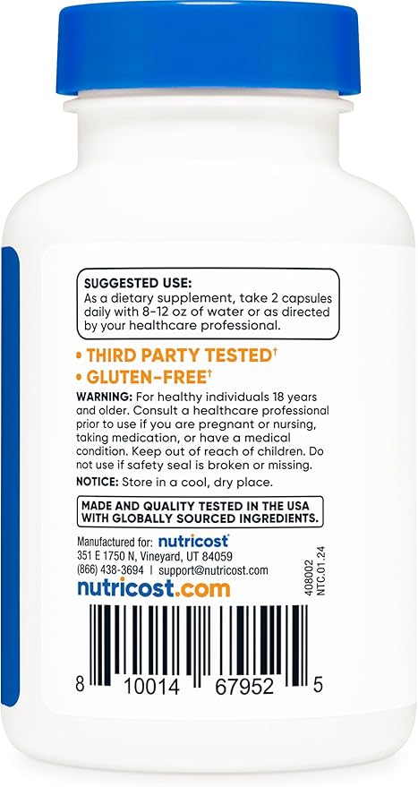 Nutricost Tongkat Ali 1,000mg 60 Capsules - with Tribulus Terrestris and BioPerine, Vegetarian Caps, Non-GMO, Gluten Free, Potent Extract
