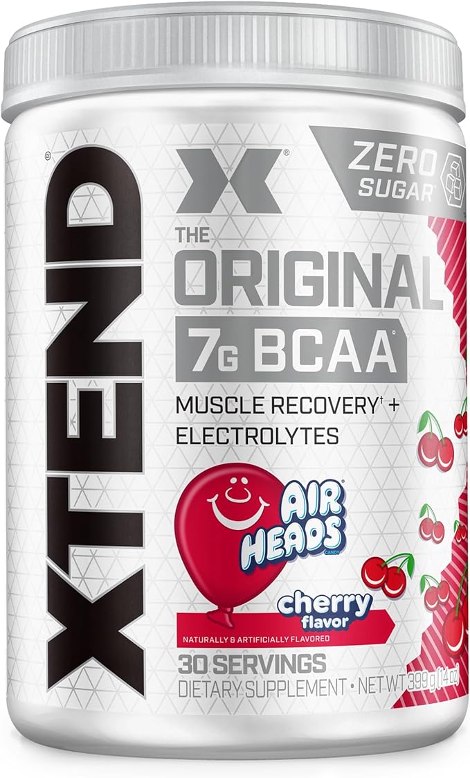 Xtend XTEND Original BCAA Powder Airheads Candy Flavor, 7g BCAA and 2.5g L-Glutamine, Sugar Free Post Workout Muscle Recovery Drink with Amino Acids for Men & Women, 30 Servings