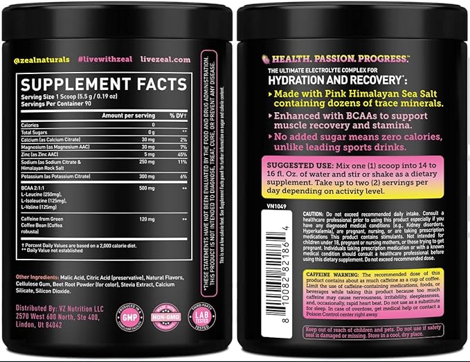 Pre-Workout Electrolyte + Energy Powder Drink Mix (90 Servings | Lemon Berry) w/ 0 Sugar +BCAAs +B-Vitamins Electrolyte Supplement w Potassium Zinc & Magnesium for Hydration - Keto Electrolytes