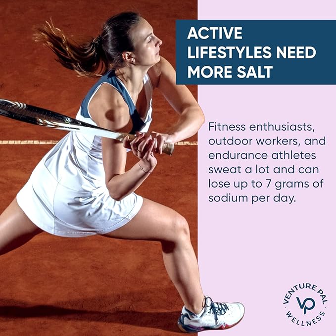 Venture Pal High Sodium Sugar-Free Electrolyte Powder Packets - Hydration Packets with Sodium, Potassium & Magnesium | Zero Calories | Vegan, Keto, and Paleo Friendly | 30 Sticks