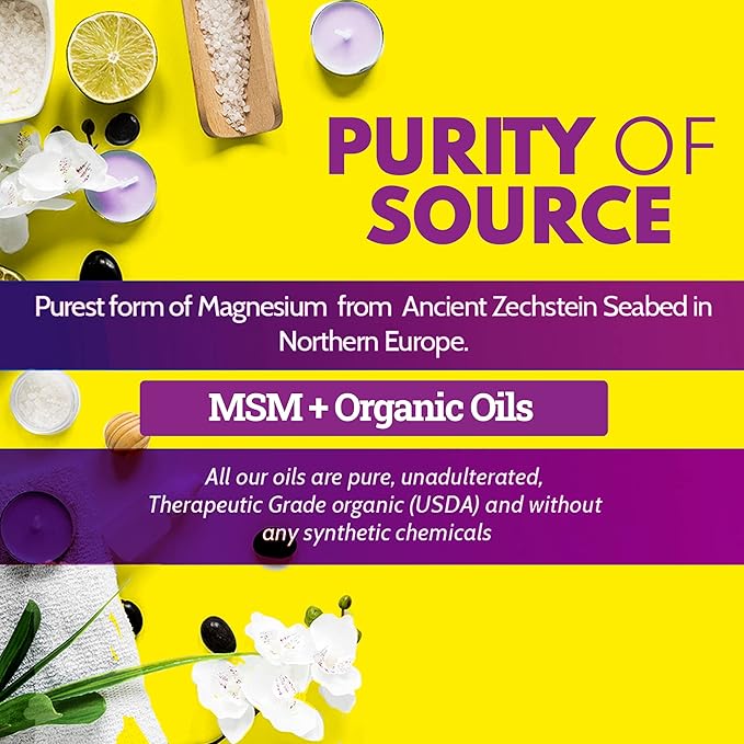 VAL Pure Zechstein Magnesium Cream with MSM and Organic Oils | Effortless Glide, Non-Greasy | | Magnesium Chloride Supplement Sourced from Zechstein Seabed | Whole Body Massage Cream | 8oz