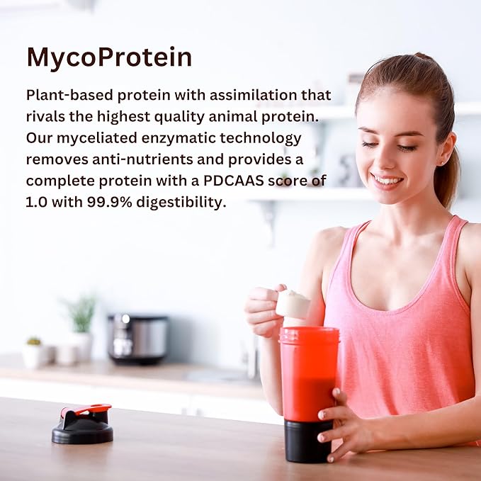 Mycoprotein Mushroom Protein Powder - Vegan Protein, Plant Based, Superfood, Master Blend of Chaga, Reishi, Turkey Tail, Shiitake, Lions Mane - Vanilla (1.76 lb)