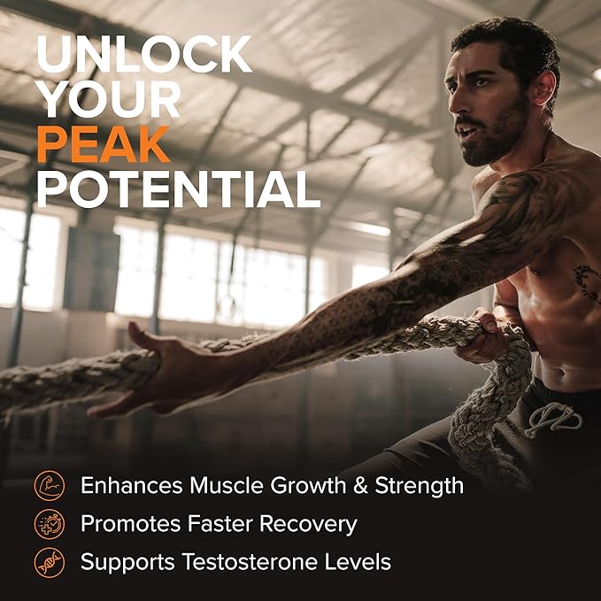Peak Potential 12-in-1 Testosterone Support for Men – Strength & Energy Supplement – Natural Muscle Builder with Tongkat Ali, Ashwagandha, Fenugreek, Tribulus – 90 Capsules