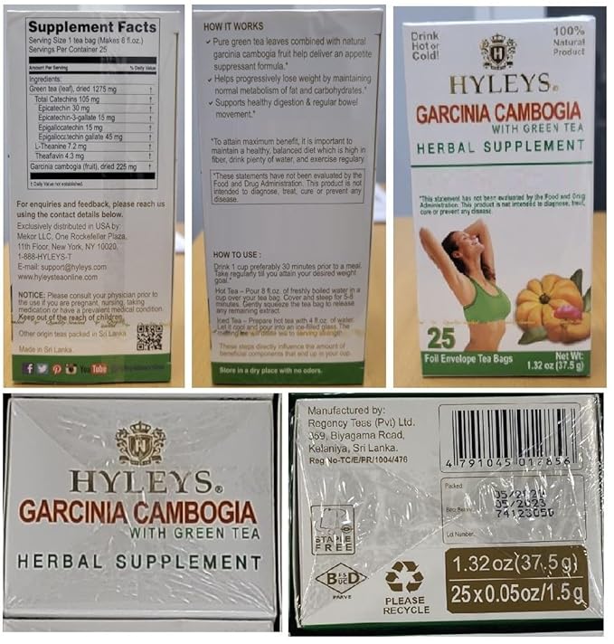 HYLEYS Tea Garcinia Cambogia Green Tea Original Flavor - 25 Tea Bags