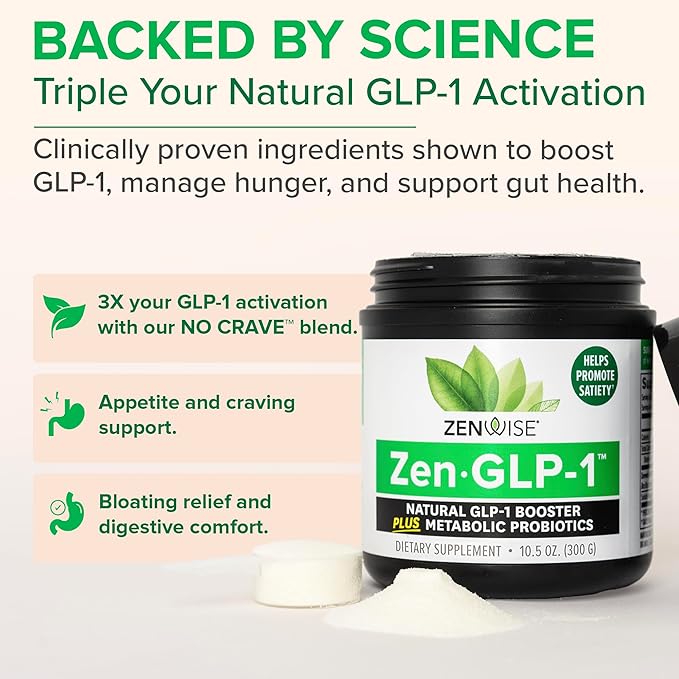 Zenwise Health ZenGLP-1™ - Natural GLP1 with Probiotic for Women & Men + Metabolic Probiotics to Help Control Hunger & Cravings and Support Digestive Health - GLP-1 Supplement Support, 30-Day Serving