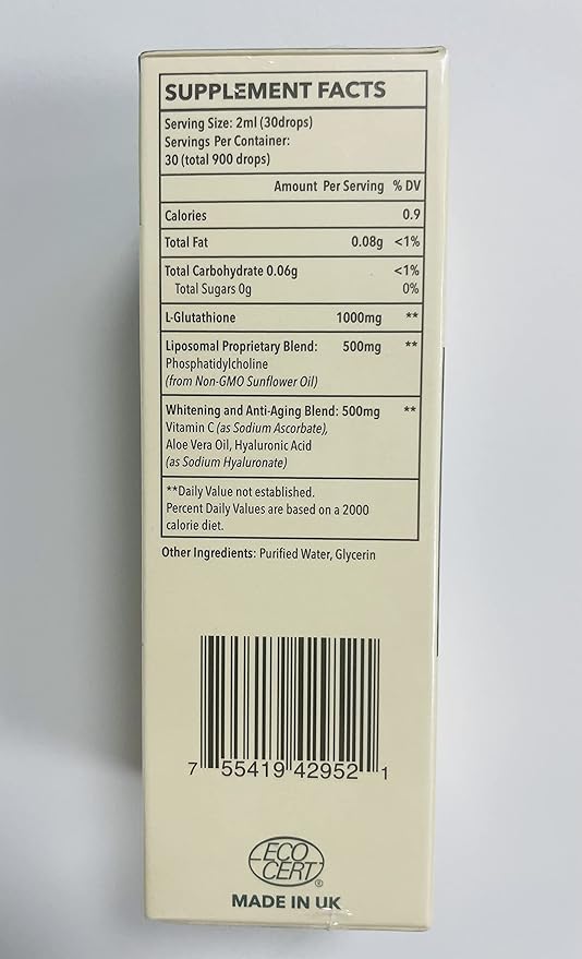 Liposomal Glutathione, Superior Absorption, Liquid Glutathione Supplement, Powerful Antioxidant, Liver Detox, Immune Enhancer, Soy-Free, Non-GMO, Vegan & Gluten Fre, 4 fl.oz,1500 mg
