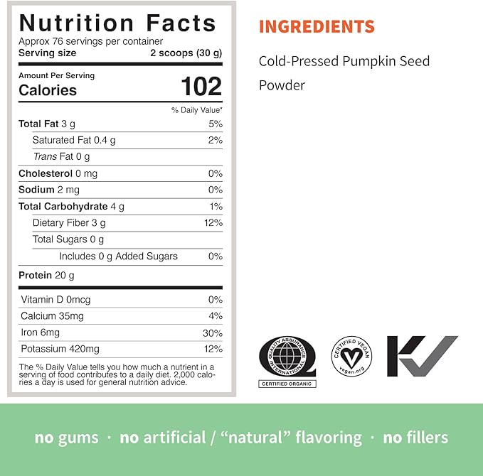 Sprout Living Simple Pumpkin Seed Protein Powder, 20 Grams Organic Plant Based Protein Powder Without Artificial Sweeteners, Non Dairy, Non-GMO, Vegan, Gluten Free, Keto Drink Mix (5 Pound)