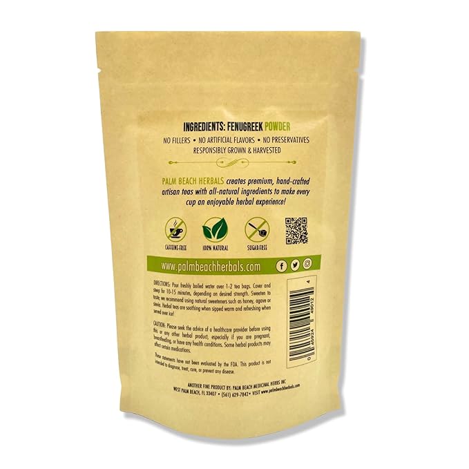 Palm Beach Medicinal Herbs - Fenugreek Tea - Pure Herbal Tea Series, 30ct