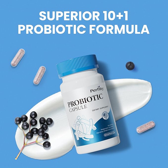 Probiotics with Elderberry for Digestive & Immune Health Supports Occasional Constipation, Diarrhea, Gas & Bloating, 120 Capsules, 60-Day Supply