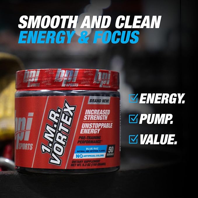BPI Sports 1.M.R Vortex Pre Workout Powder – Sour Watermelon – 50 Servings – High Stim Preworkout for Men & Women with Glycerol, Caffeine, Niacin, and Herbal Extracts – Energy, Focus & Endurance