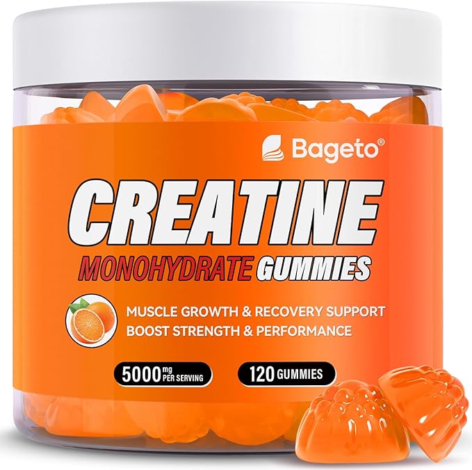 Creatine Monohydrate Gummies 5g for Men Women,Sugar Free Chewables Creatine Pre-Workout for Muscle Strength, Orange Flavor, 120 Count