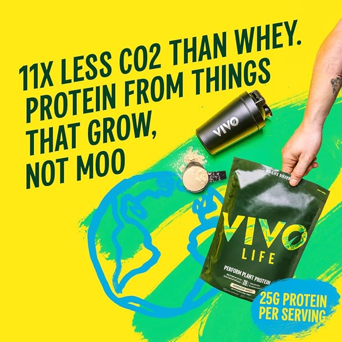 Vivo life Perform Plant Protein Powder - Strawberry & Vanilla, Vegan, 26 Servings - 2.17lb, BCAA Pea & Hemp Blend, Gluten & Soy Free