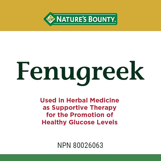 Nature's Bounty Fenugreek, 100 Count with Gelatin, Contains Silica, Vegetable Magnesium Stearate