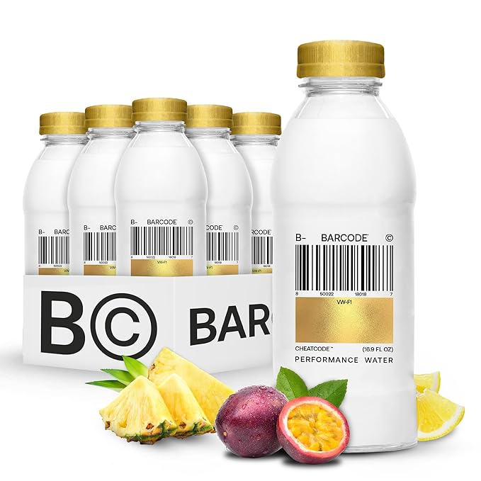 Barcode Premium Sports Hydration Drink, CheatCode, 12 Pack - No Added Sugar, Plant-Based Beverage - Adaptogen Drink for Immunity & Performance with 12 Vitamins & Nutrients - Ashwagandha & Magnesium