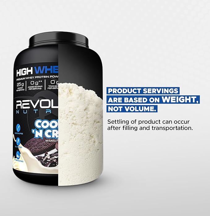 High Whey, Protein Powder 2LB, Whey Isolate, Gluten Free, Lean Muscle Mass for Men & Women, 25g of Protein Per Scoop, 908 g, 24 Servings (Cookies & Cream, 2 Pound)