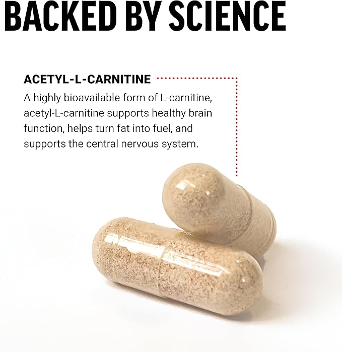 Force Factor Acetyl L-Carnitine Brain Supplement, Nerve Support Supplement, and Cellular Energy Booster, Acetyl L-Carnitine 500mg, Premium Quality, Vegan, Non-GMO, 100 Vegetable Capsules