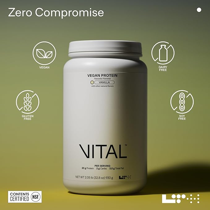 LTH Vital Vegan Protein - Plant-Based Protein Powder - Made from Pea Protein - Supports a Healthy Immune System - Dairy Free & Soy Free - Vanilla, 30 Servings