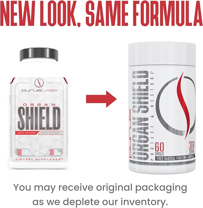 Purus Labs Organ Shield Active Antioxidant | Plant Based Antioxidants | 30 Servings, 60 Gelatin Capsules