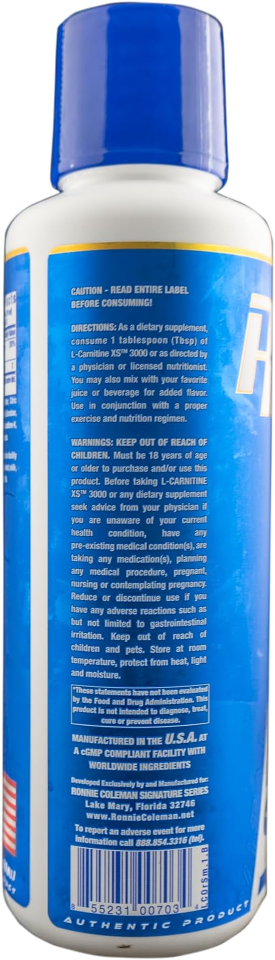 Ronnie Coleman Signature Series L-Carnitine XS 3000 Liquid, Amino Acids Metabolism and Lean Muscle Strength Support, Stimulant Free, Sugar Free, Zero Carbs, Orange Smash, 16 Oz