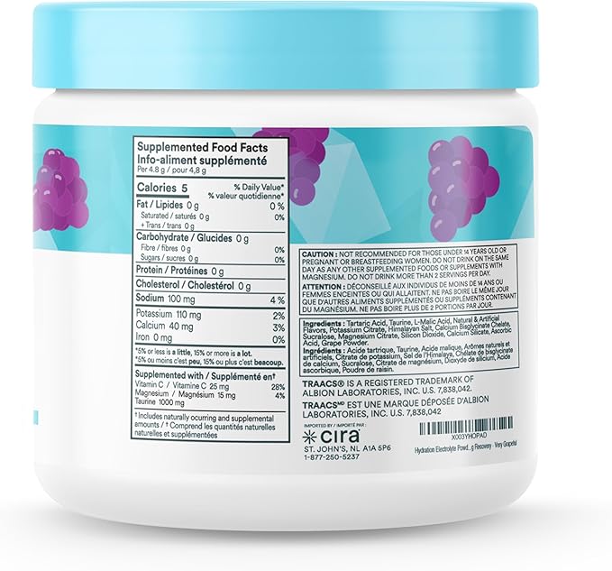 Cira Hydration Powder (45 Servings) x Alicia McCarvell's Electrolyte Drink Mix with Himalayan Salt for Dehydration Relief and Recovery - Very Grapeful