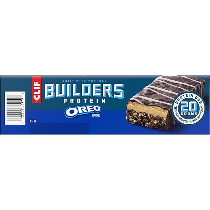 CLIF BUILDERS Protein Bars - OREO-Flavored - 20g Plant Based Protein - Gluten Free - Non-GMO - Low Glycemic - No Artificial Sweeteners - 2.4 oz. (12 Pack)
