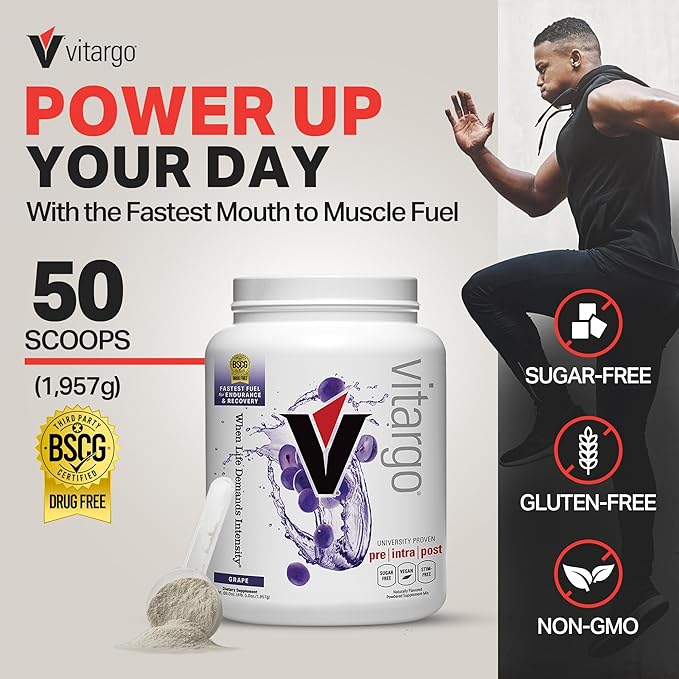 Vitargo Carbohydrate Powder | Feed Muscle Glycogen 2X Faster | 4.4 LB Grape Pre Workout & Post Workout Recovery Powder| Carb Supplement for Recovery, Endurance, Gain Muscle Mass