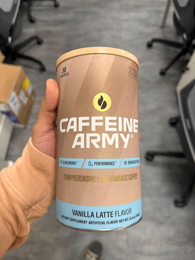 CAFFEINE ARMY Vanilla Latte | Comprehensive Functional Coffee with MCTs, CoQ10, Collagen and Adaptogens: Clean Energy + Supports Daily Attention, No Jitters or Crash (7.8 oz 22 Servings)