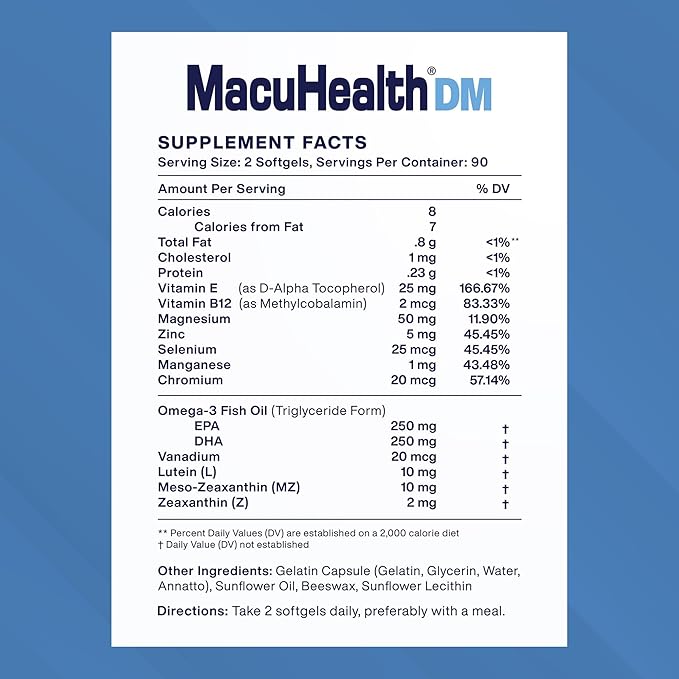 Macuhealth Daily Metabolic Triple Carotenoids, with EPA/DHA Omega-3 - Vital Minerals with Zinc – 180 Softgels for Long-Lasting Use