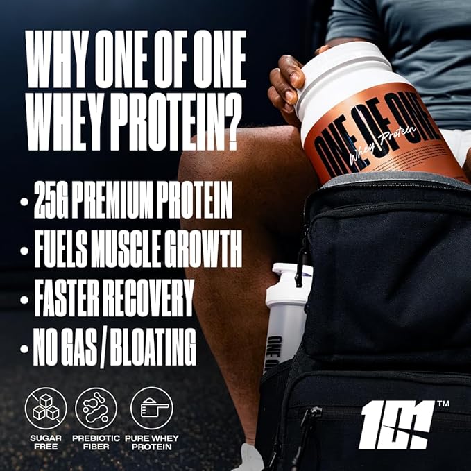ONE OF ONE Whey Protein Powder – 25g Whey Protein Concentrate with Digestive Enzymes, Gluten Free, Low Carb, Post-Workout Recovery – Toasted Marshmallow Flavor, 2lb
