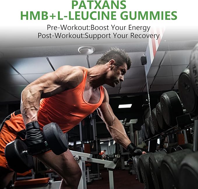 1 Pack HMB and L-Leucine Gummies, 4500mg, for Muscle Growth, Muscle Relief and Workout Recovery, for Men & Women, Non-GMO, Vegan, Gluten Free, Apple Flavor, 60 Count.