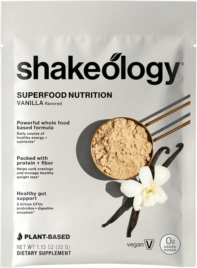 BODi Shakeology 0g Added Sugar Plant Based Protein Powder Blend, Gluten-Free Shake with Vitamins and Minerals – Helps Support Healthy Weight Loss, Lean Muscle, Gut Health, Vanilla - 14 Servings