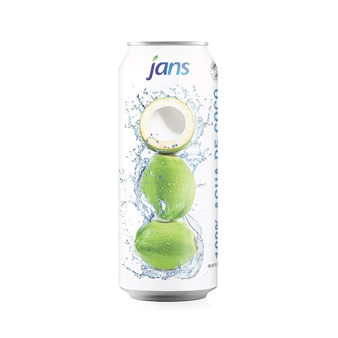 Coconut Water with Pulp, Coconut Water Bulk Pack16.5 Ounce (Pack of 12) by Jans | 100% Pure & NO Sugar Added, Non-GMO, Not From Concentrate | Refreshing Taste of the Tropics, Agua de Coco