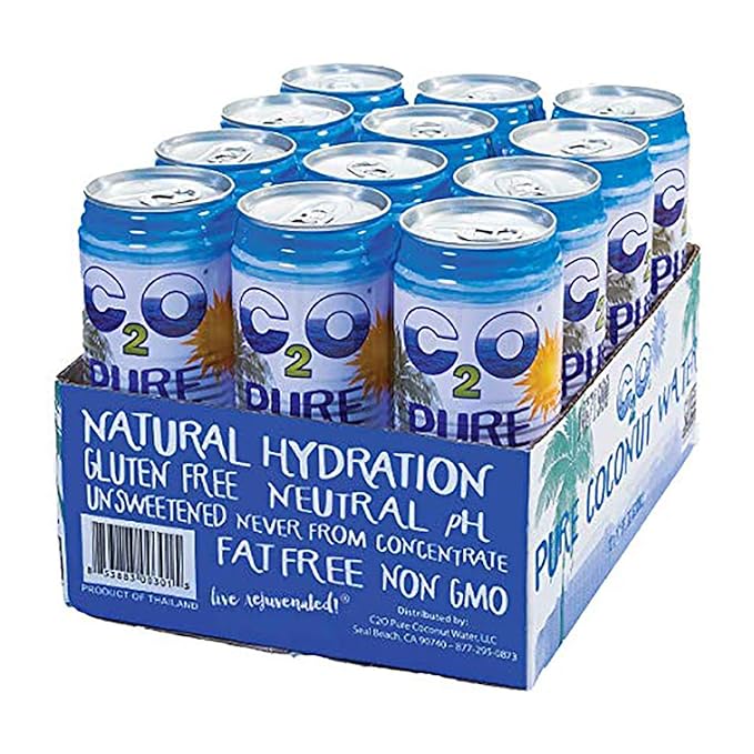 C2O Pure Coconut Water with Mango | Plant Based | Non-GMO | No Added Sugar | Essential Electrolytes | 17.5 FL OZ (Pack of 12)
