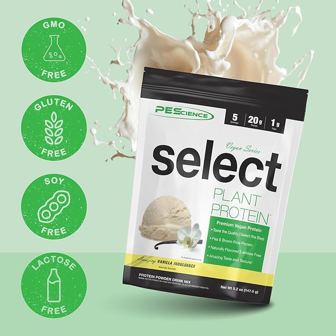 PEScience Select Vegan Plant Based Protein Powder, Vanilla, 5 Serving, Premium Pea and Brown Rice Blend