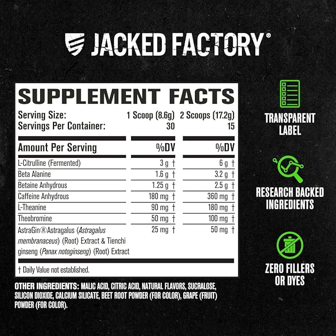 Jacked Factory Nitrosurge Pre-Workout in Black Cherry & Black Cherry Nitrosurge Shred Thermogenic Pre-Workout for Men & Women