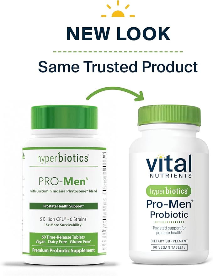 Hyperbiotics Vital Nutrients Pro Men Probiotics | Vegan Advanced Probiotics for Men | Clinically Studied for Prostate Health, Digestive Balance and Gut Health* | Gluten, Dairy, Soy Free | 60 Tablets