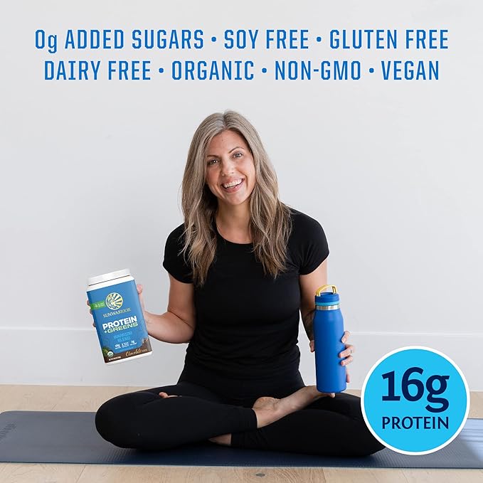 Organic Protein Greens Superfood Powder | Vegan Plant-Based Organic Protein Powder Chocolate Flavored with BCAA Amino Acids & Superfood Blend | Non-GMO Soy Dairy & Gluten Free (Chocolate, 30 Servings)