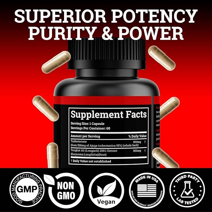 Black Forest Turkesterone Tongkat Ali Supplement 1000mg per Serving (Max Purity 95%) Turkesterone Supplement for Men (Tongkat Ali for Men Longjack 200:1) Similar to Tongkat Ali Fadogia Agrestis