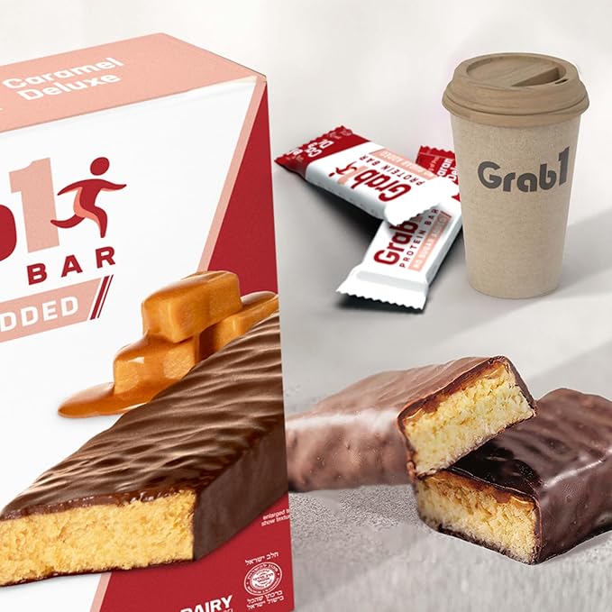 Grab1 Sugar Free Protein Bars, Caramel Deluxe (3 Pack- 12 Bars) | Delicious and Nutritious | Low Calorie | Only 1g Sugar