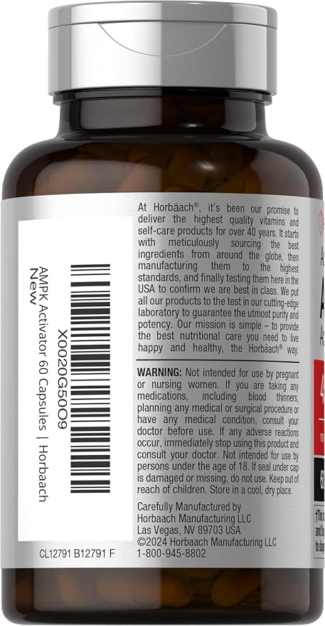 Horbäach AMPK Metabolic Activator 450 mg | 60 Capsules | Non-GMO, Gluten Free