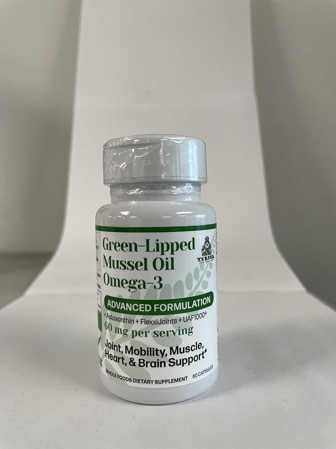 TURNER New Zealand Green Lipped Mussel Oil, Four Essential Omega-3s for Joint Comfort & Mobility Plus UAF1000+ Super Antioxidant, Astaxanthin, 53 X More Effective, 6 Bottles, 360 Softgels