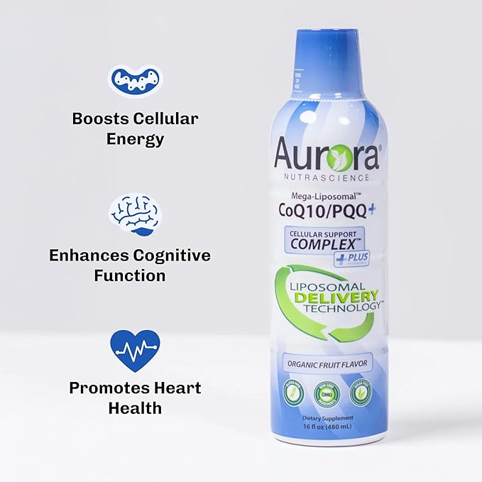 Aurora Nutrascience Mega-Liposomal CoQ10, PQQ & Vitamin C, Energy and Cellular Support, Gluten Free, Non-GMO, Sugar Free, Strawberry, 32 Servings, 16 fl oz